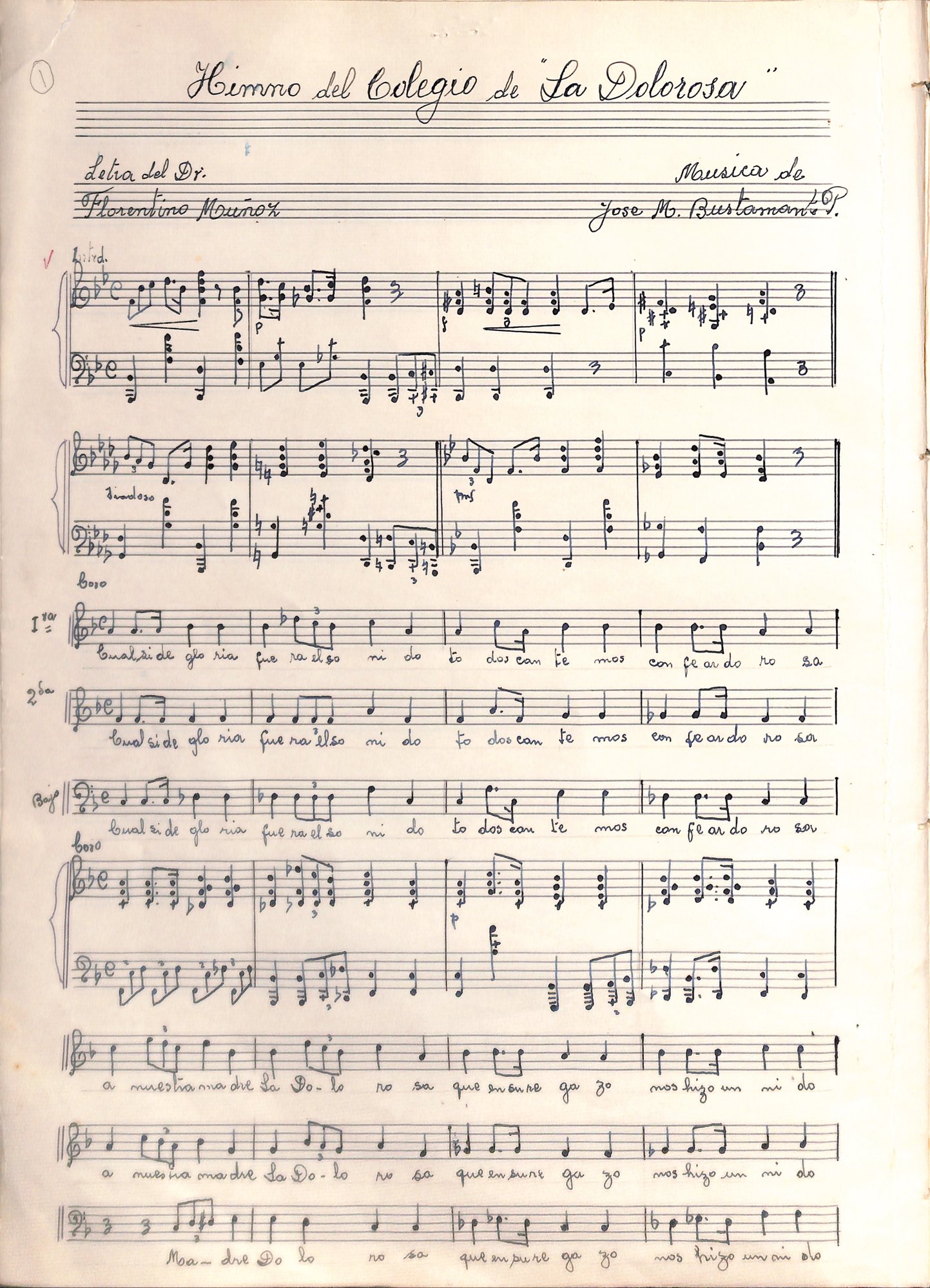 Portada de Himno del Colegio de La Dolorosa