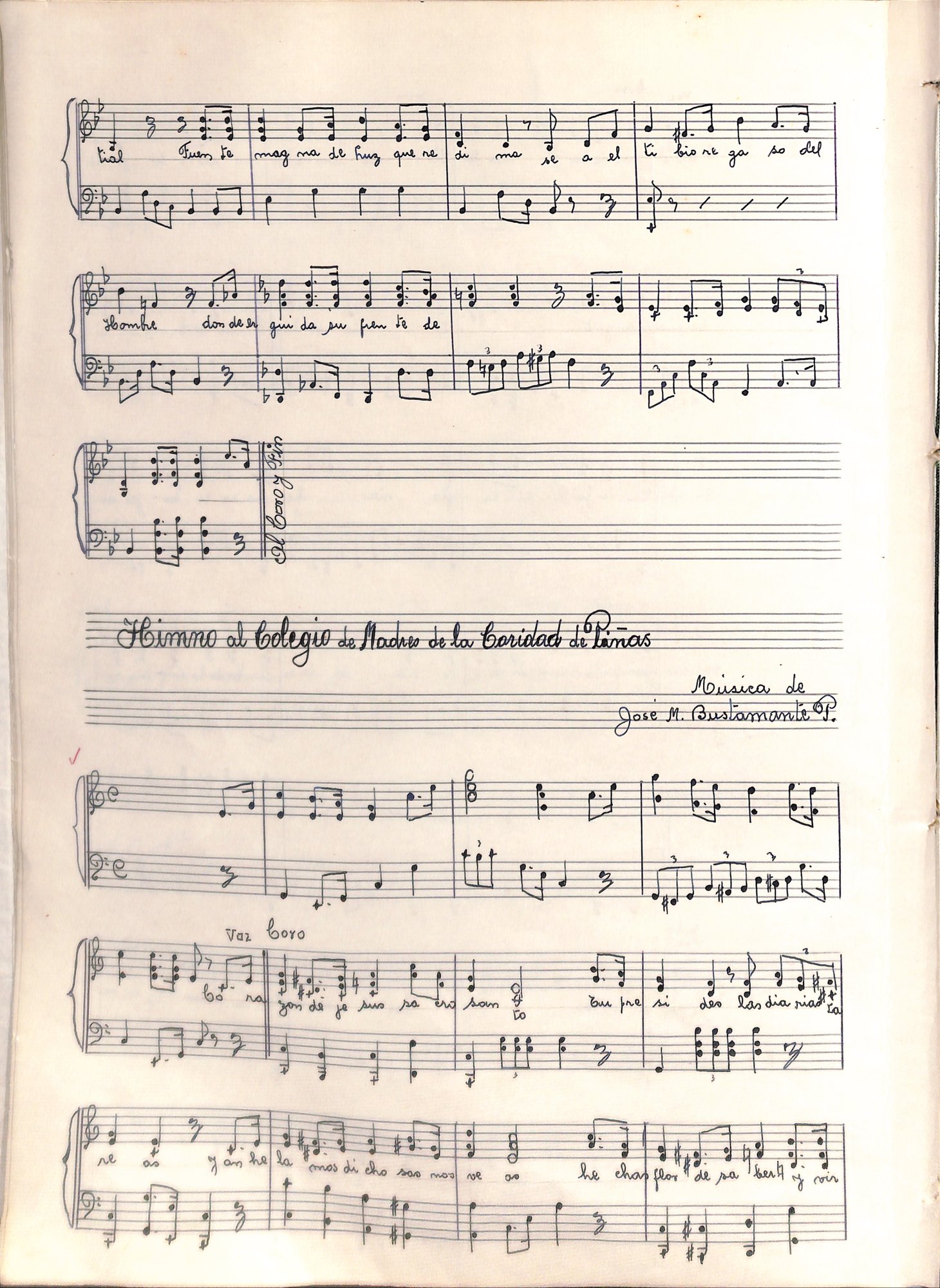 Portada de Himno al Colegio de Madres de la Caridad de Piñas