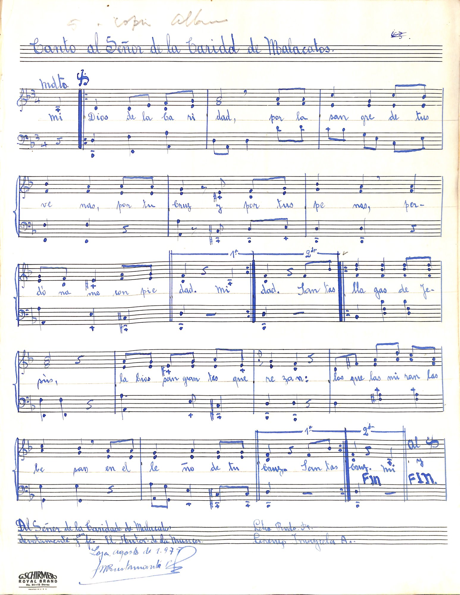 Portada de Canto al Señor de la Caridad de Malacatos