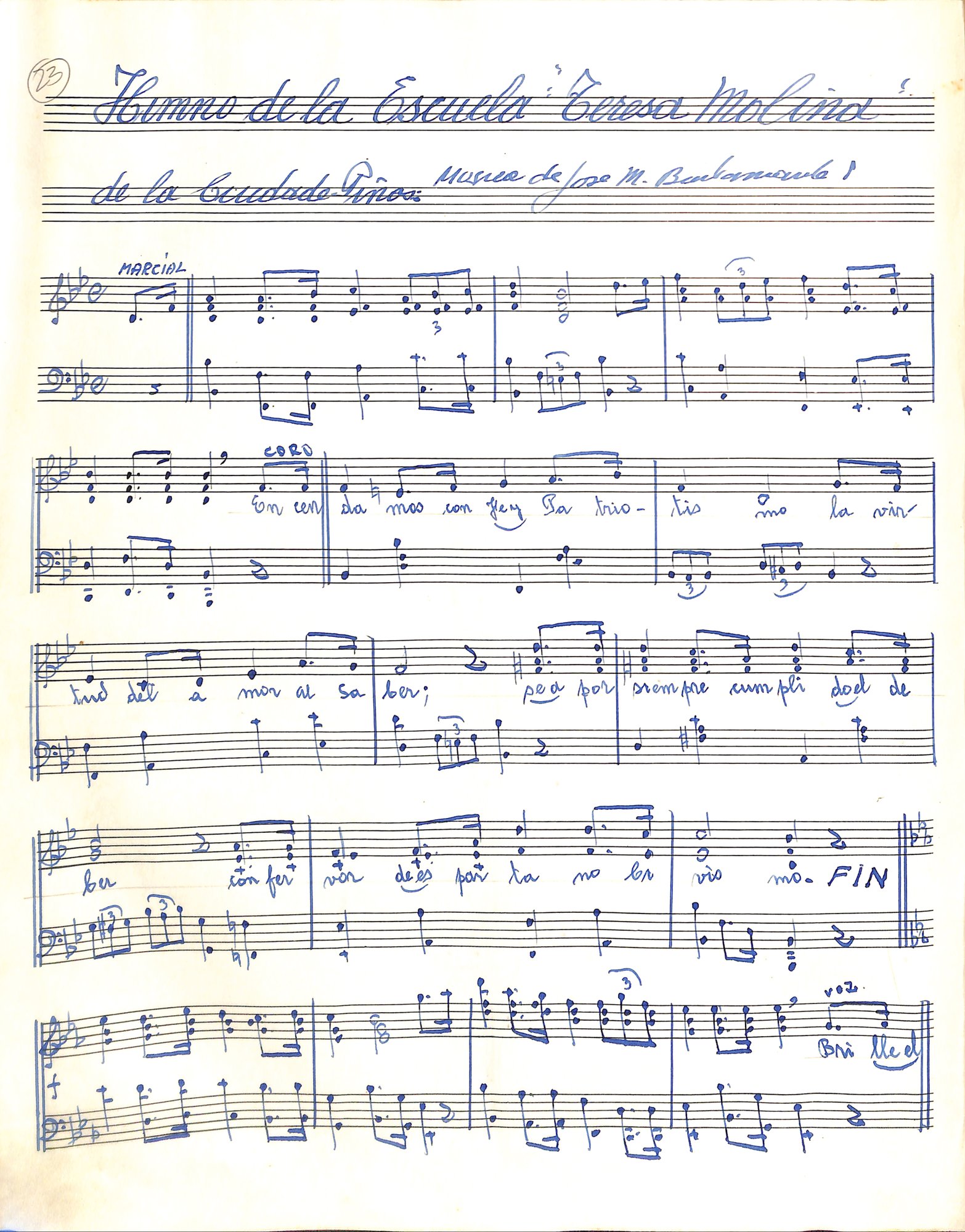 Portada de Himno de la Escuela Teresa Molina de la ciudad de Piñas