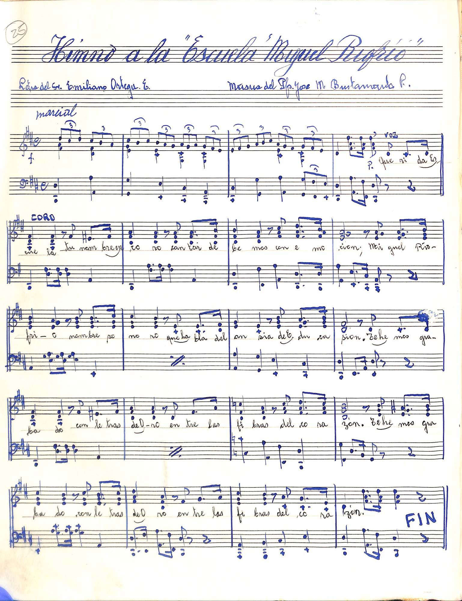 Portada de Himno a la Escuela Miguel Riofrio