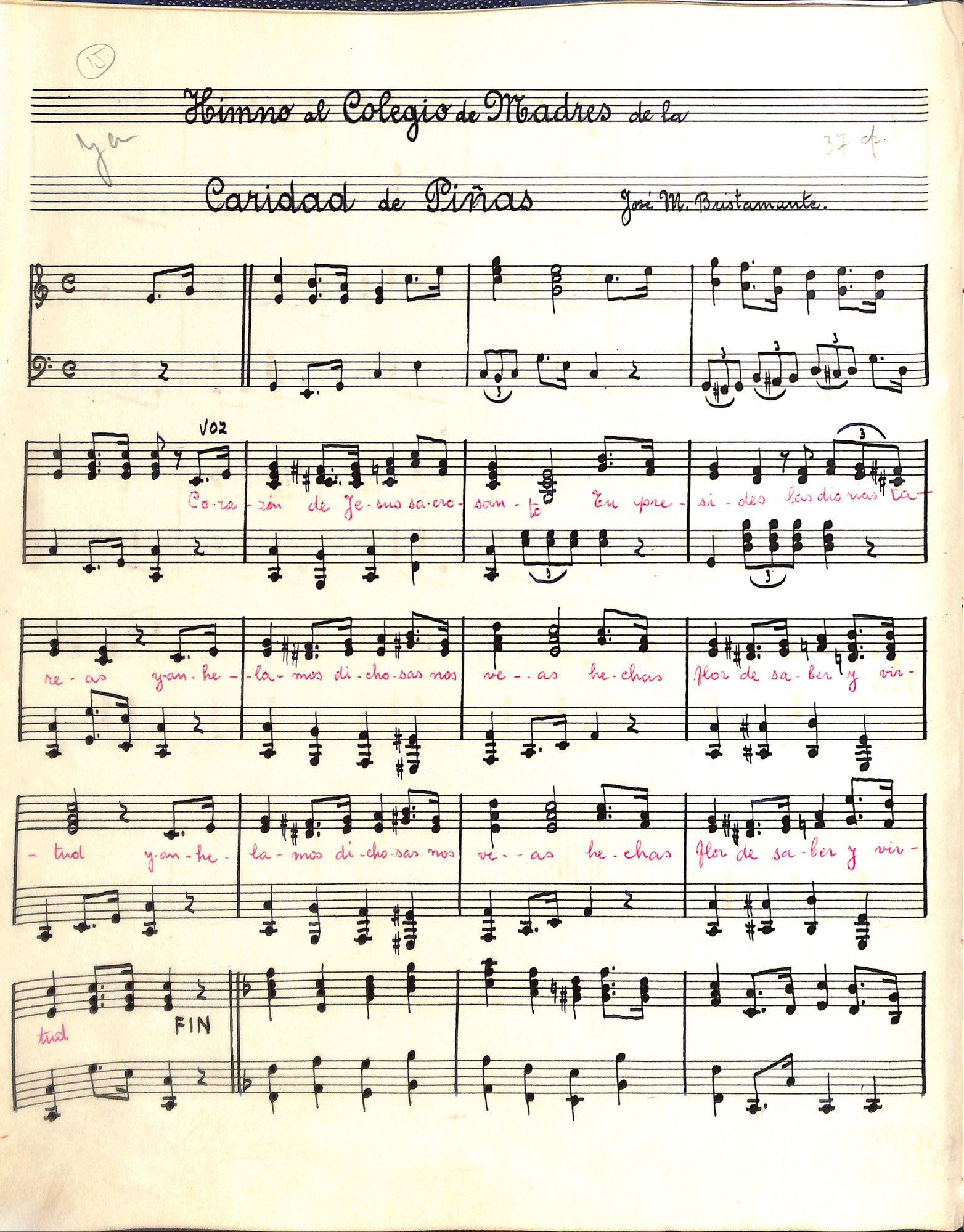 Portada de Himno al Colegio de Madres de la Caridad de Piñas