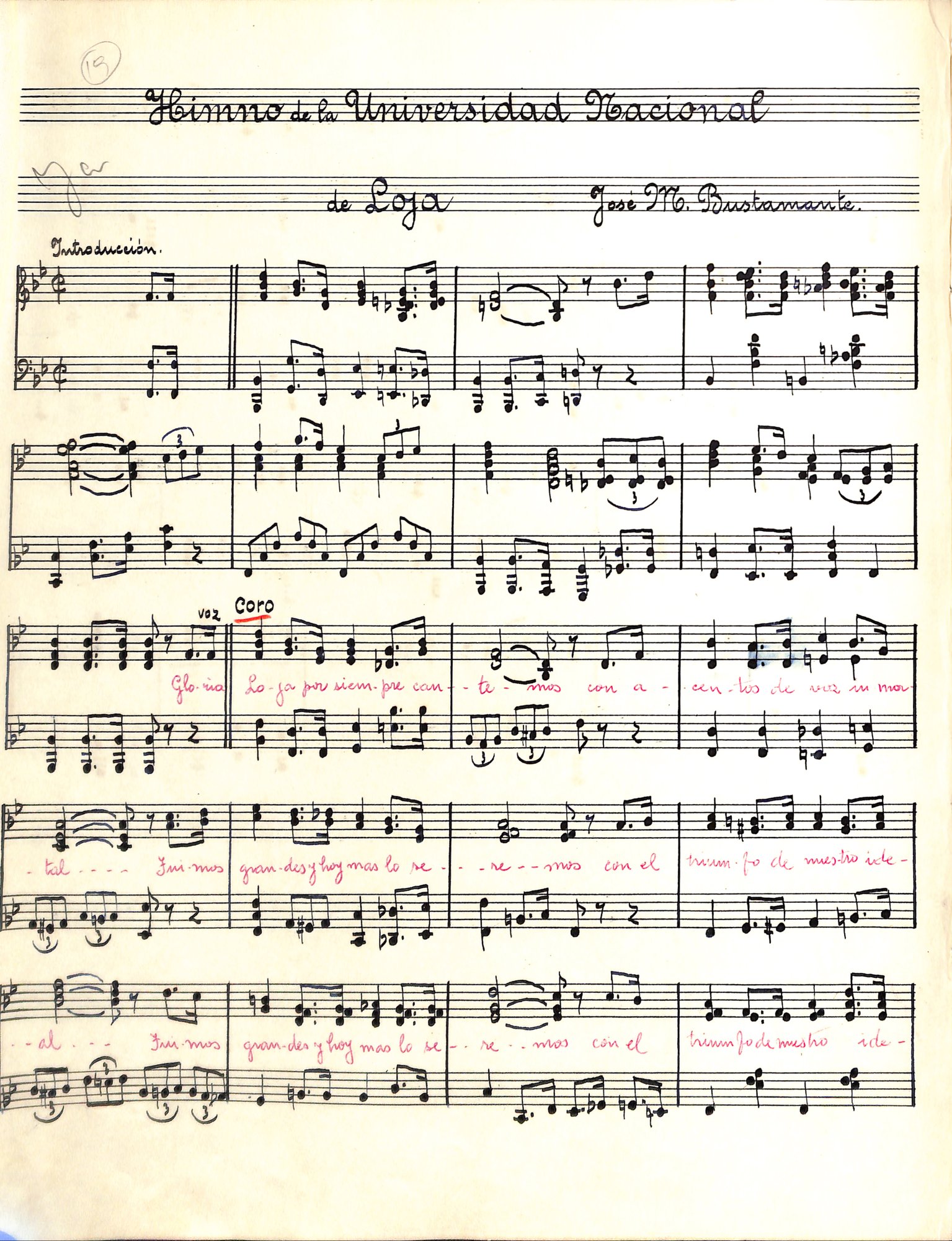 Portada de Himno de la Universidad Nacional