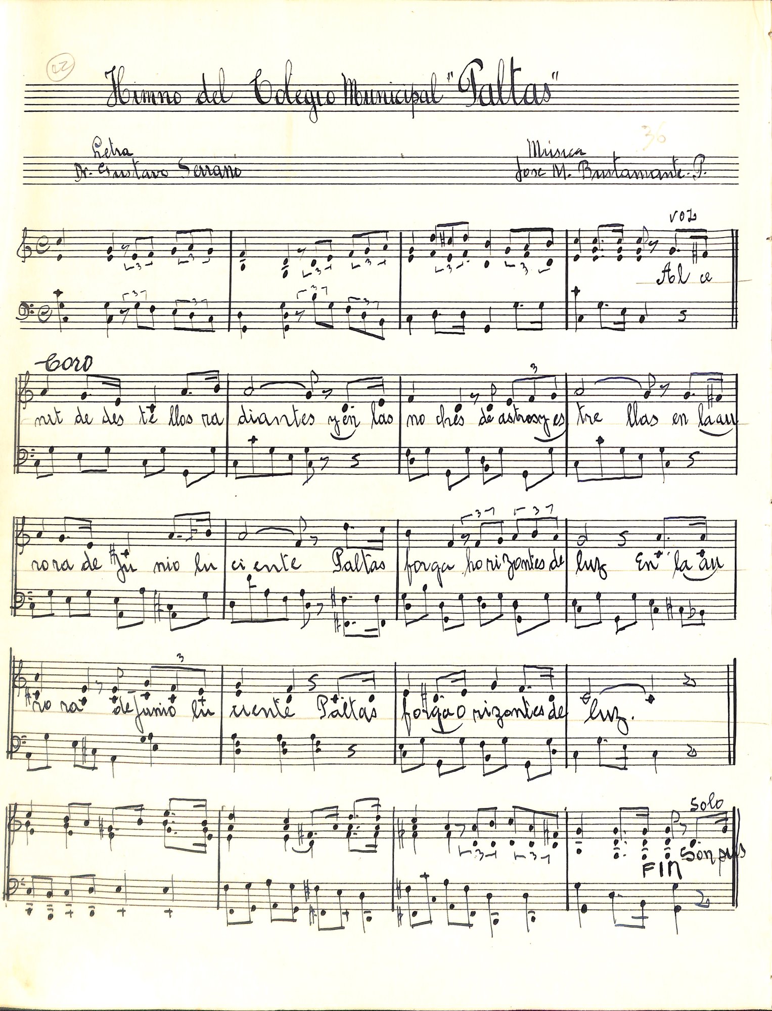 Portada de Himno del Colegio Municipal Paltas