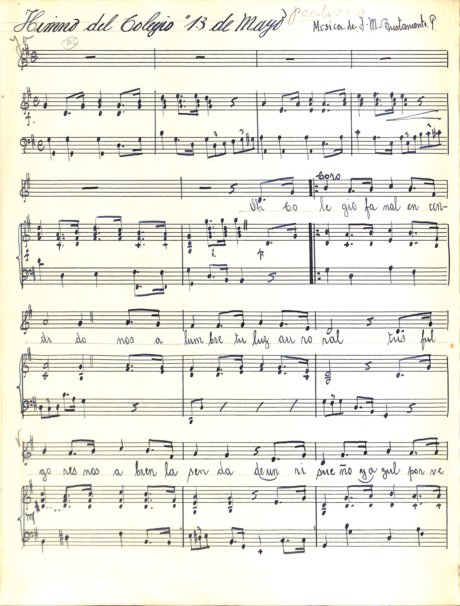 Portada de Himno del Colegio ¨13 de Mayo¨