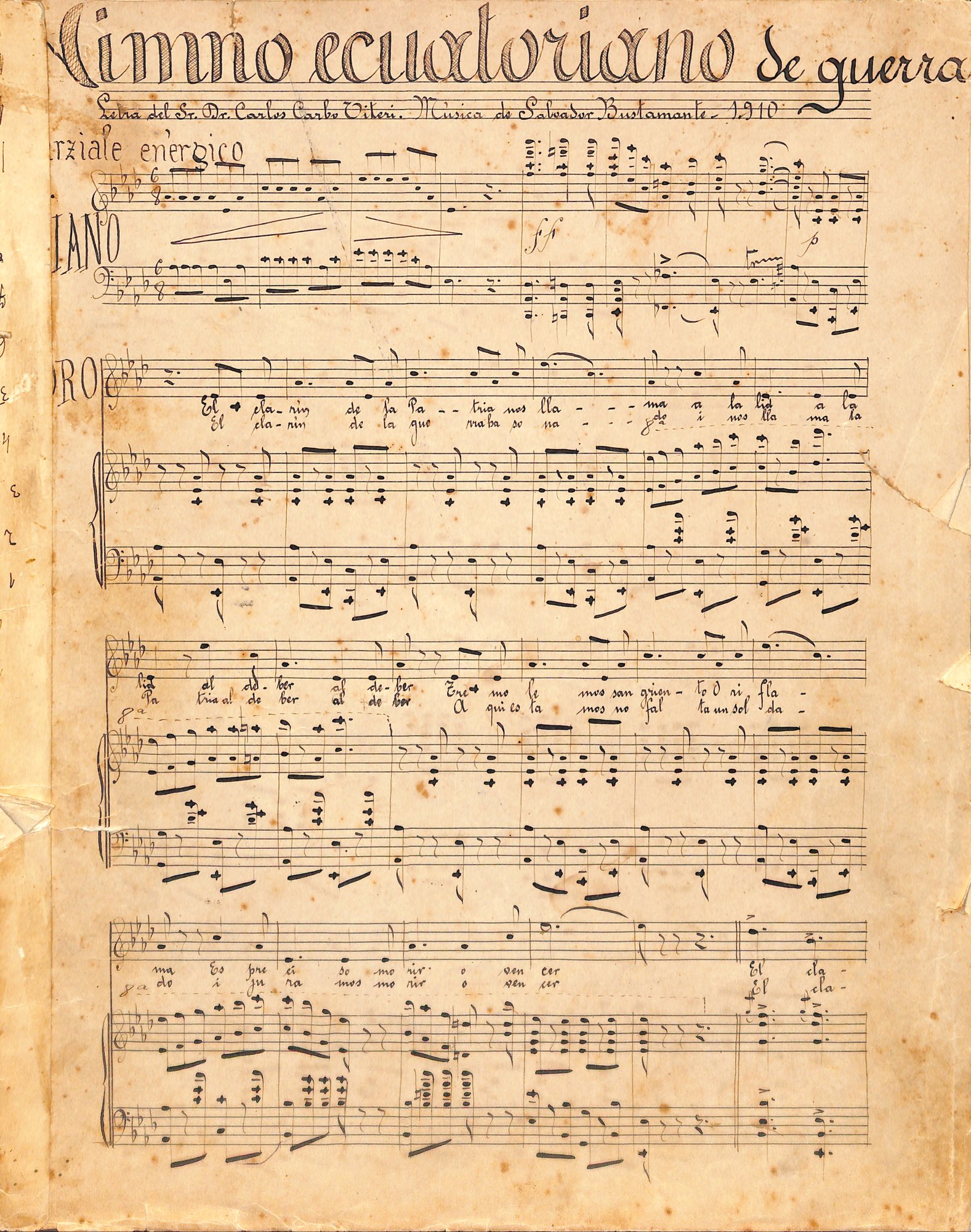 Portada de Himno Ecuatoriano de guerra