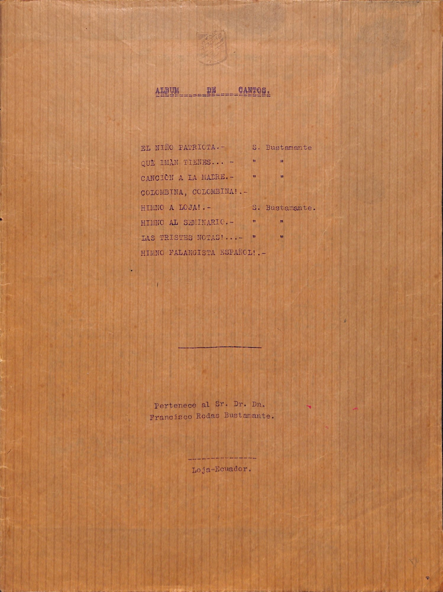 Portada de Álbum de cantos