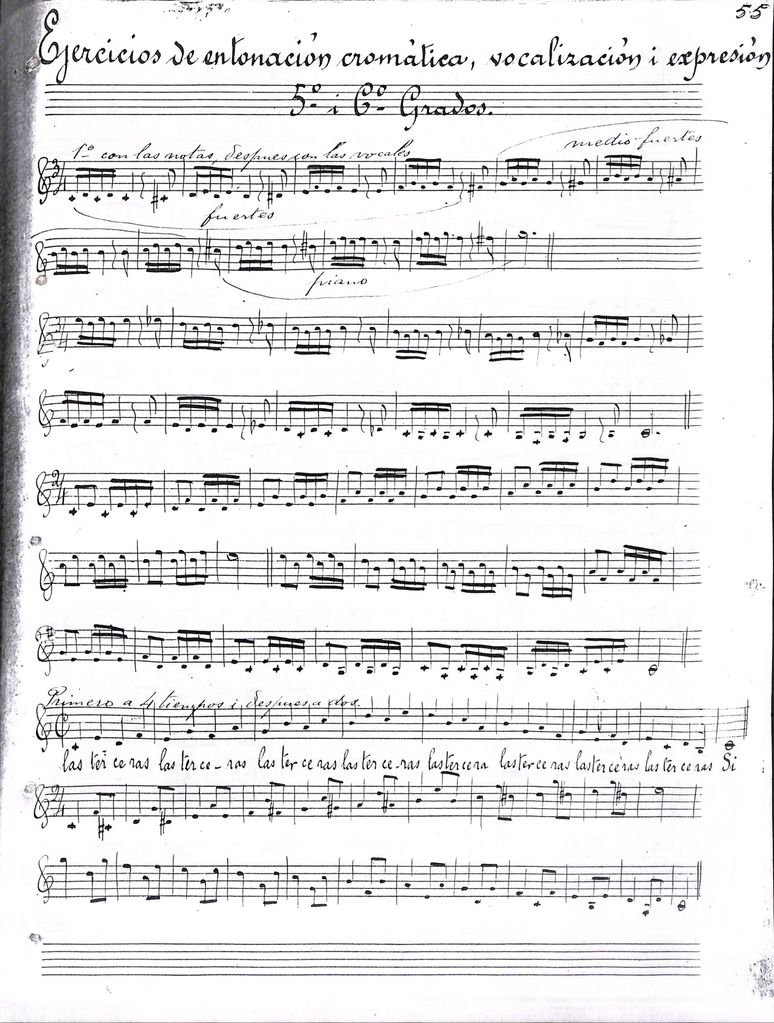 Portada de Ejercicios de entonación cromática, vocalización i expresión. 5º i 6º grados