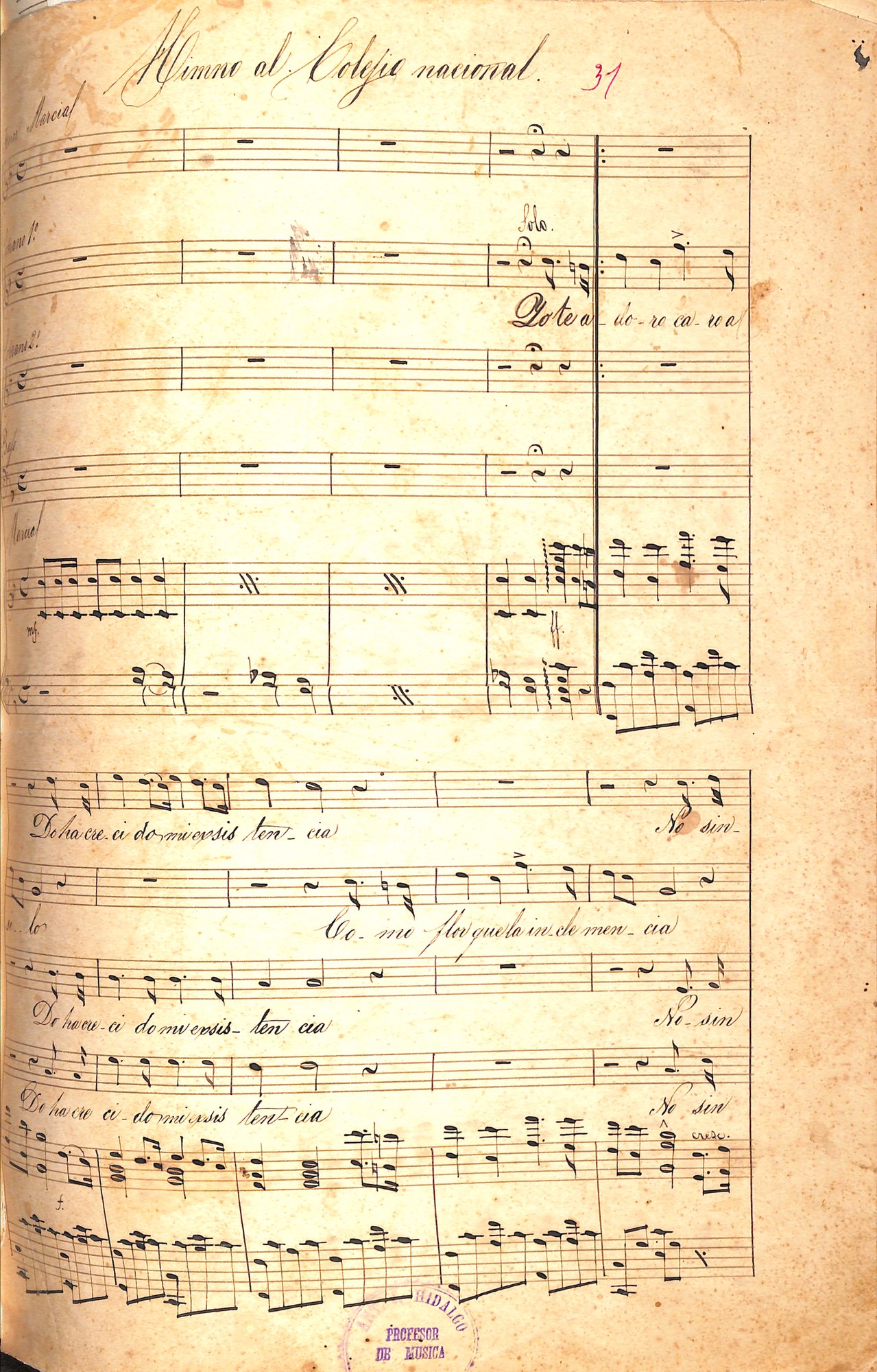 Portada de Himno al Colegio Nacional