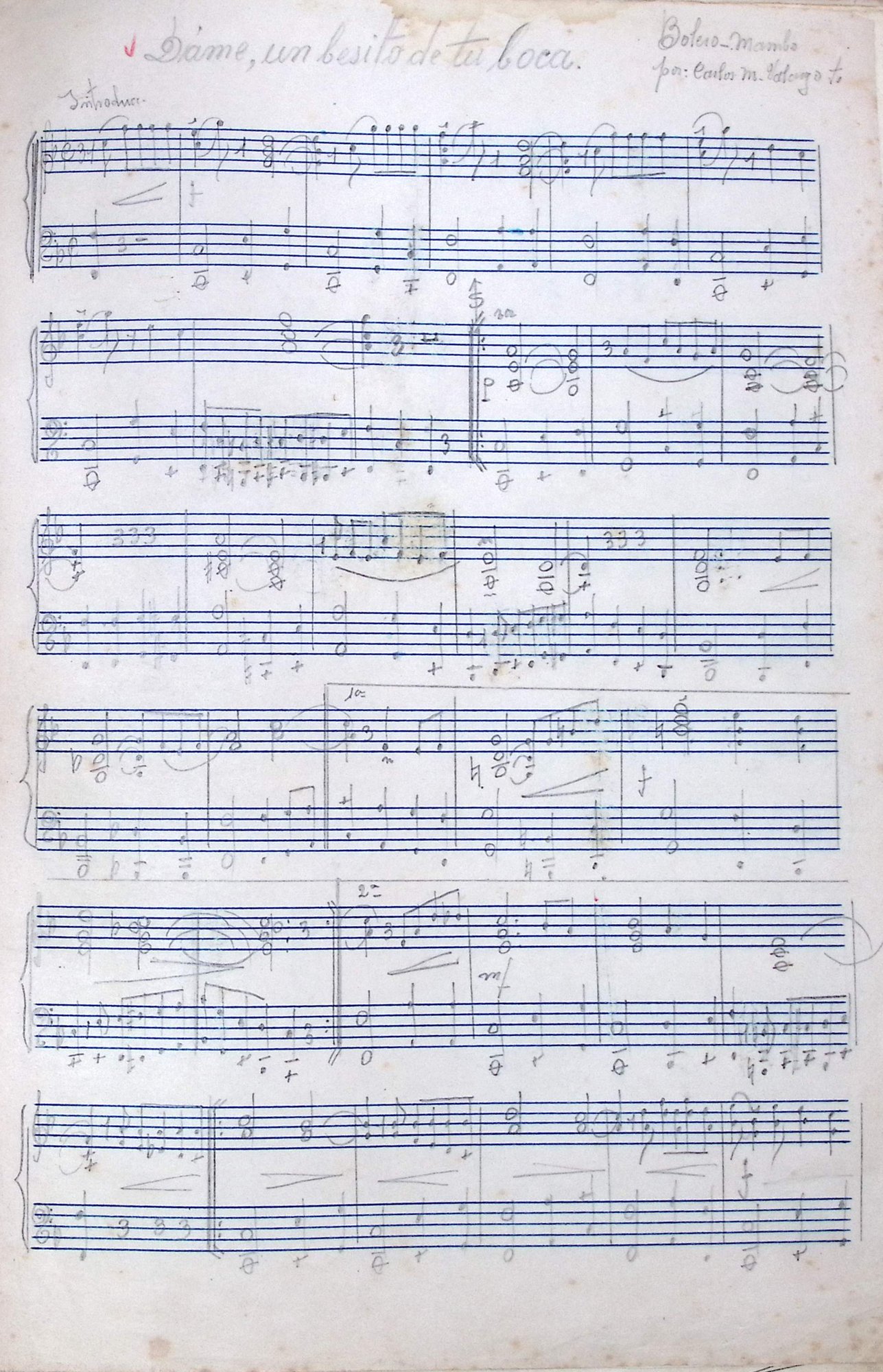 Portada de Dame, un besito de tu boca [piano]