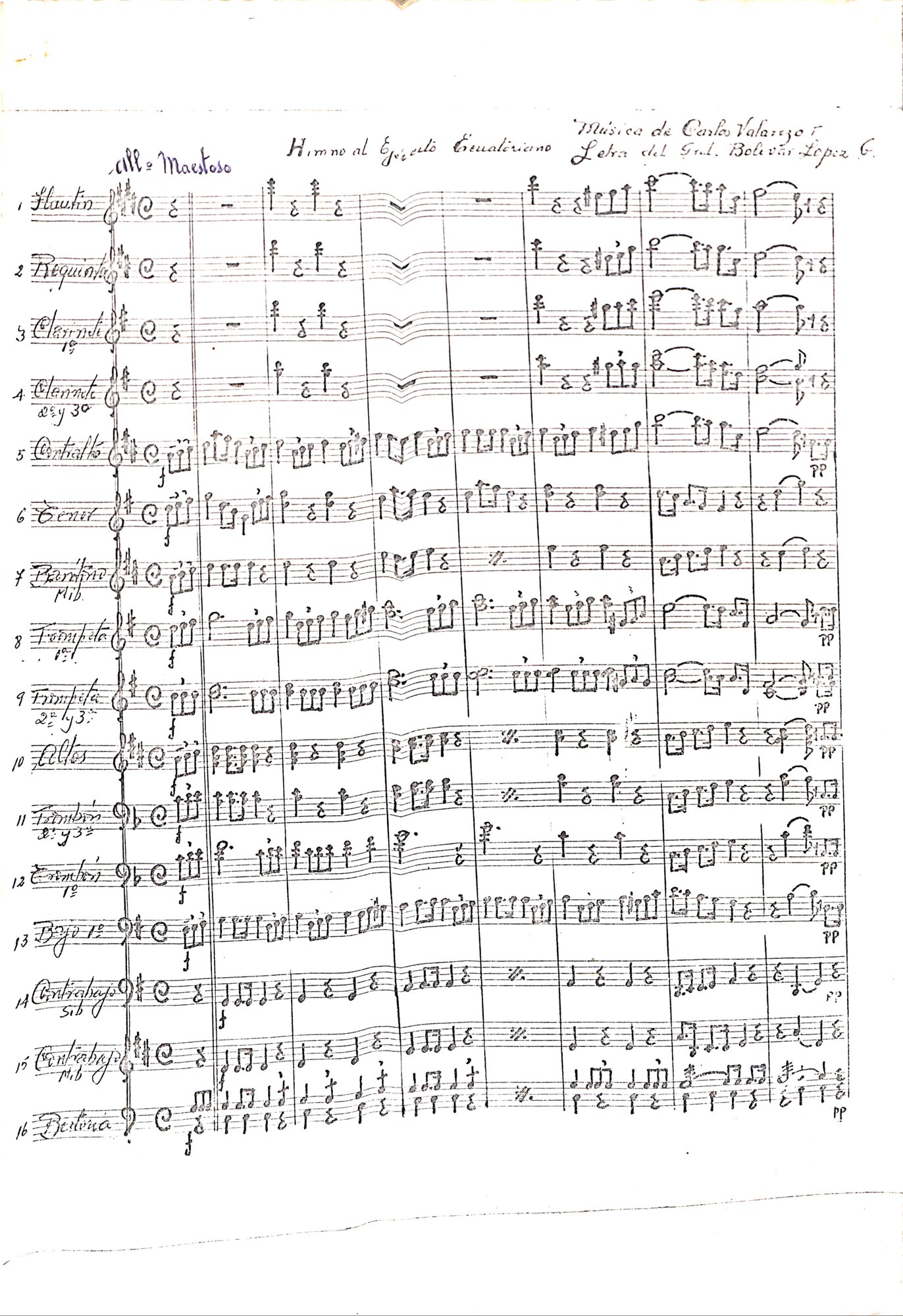 Portada de Himno al ejército Ecuatoriano