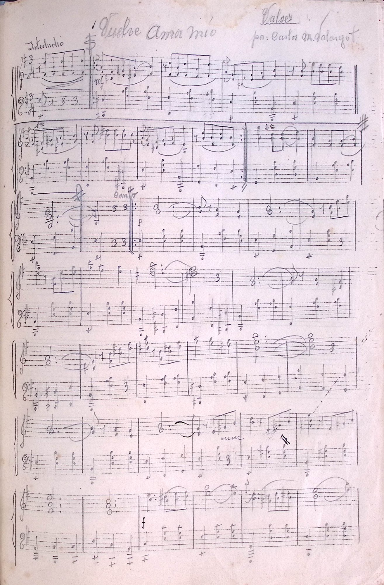 Portada de Vuelve amor mío [piano]