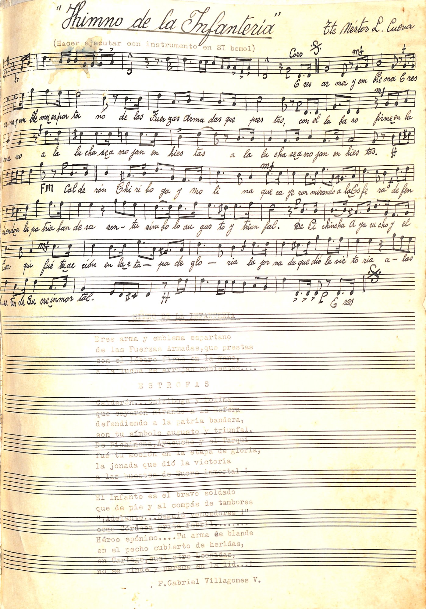 Portada de Himno de la Infantería