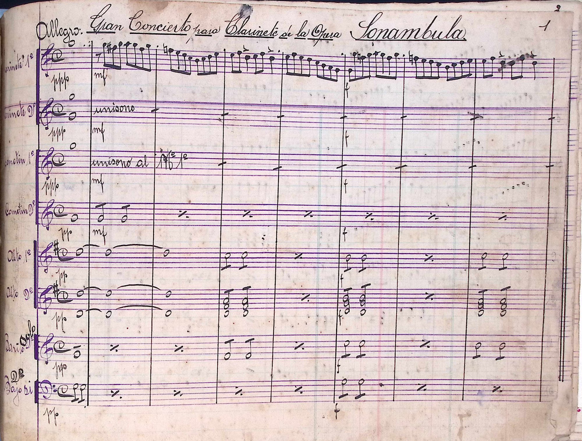 Portada de Gran concierto para Clarinete de la ópera Sonámbula
