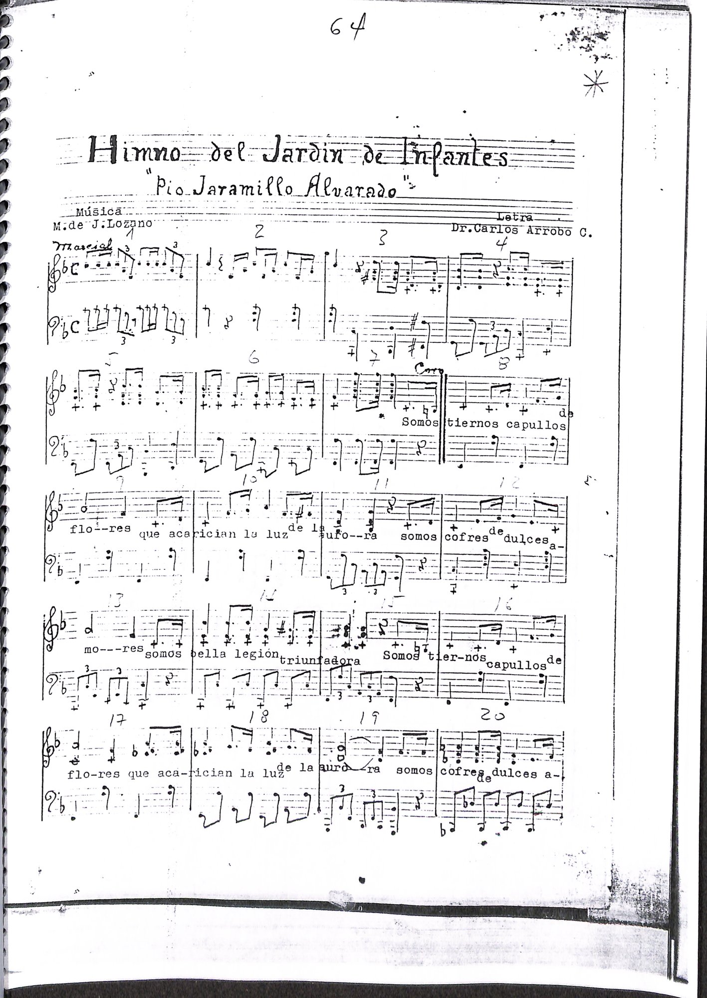 Portada de Himno del jardín de infantes "Pío Jaramillo Alvarado"