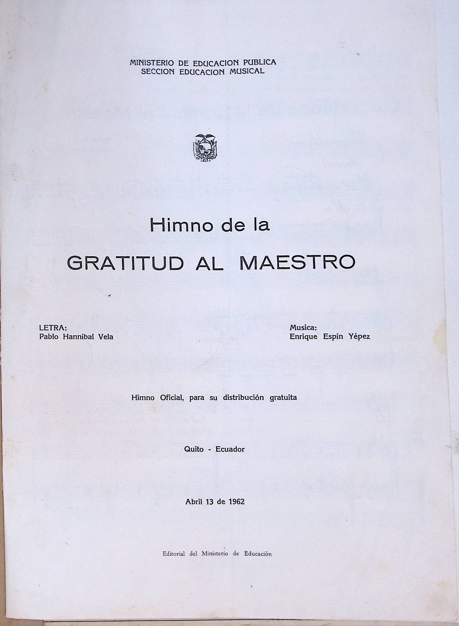 Portada de Himno de la gratitud al maestro