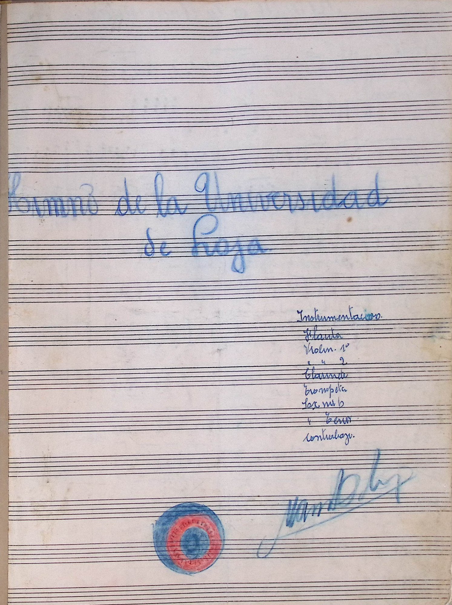 Portada de Himno de la Universidad de Loja