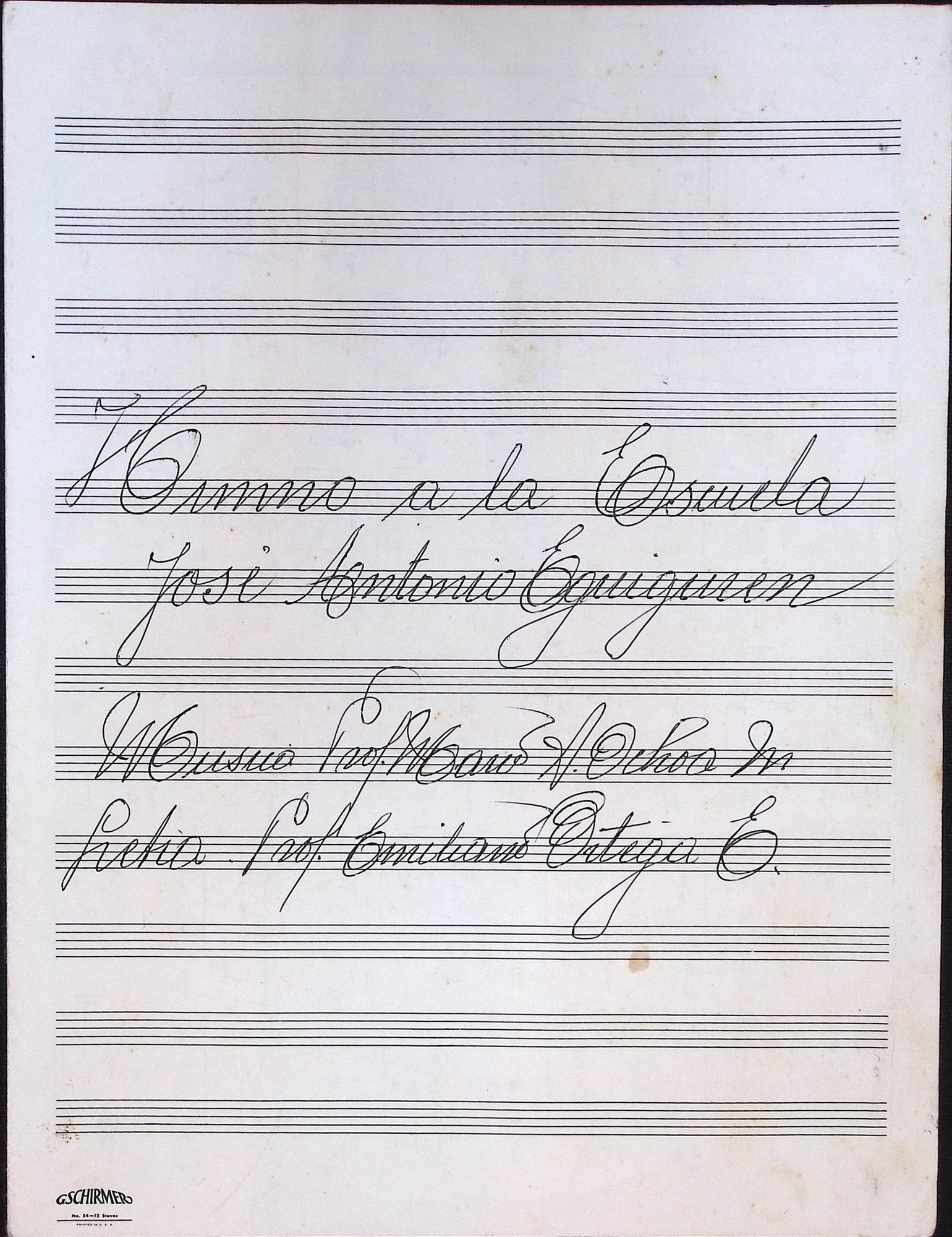 Portada de Himno a la escuela José Antonio Eguiguren