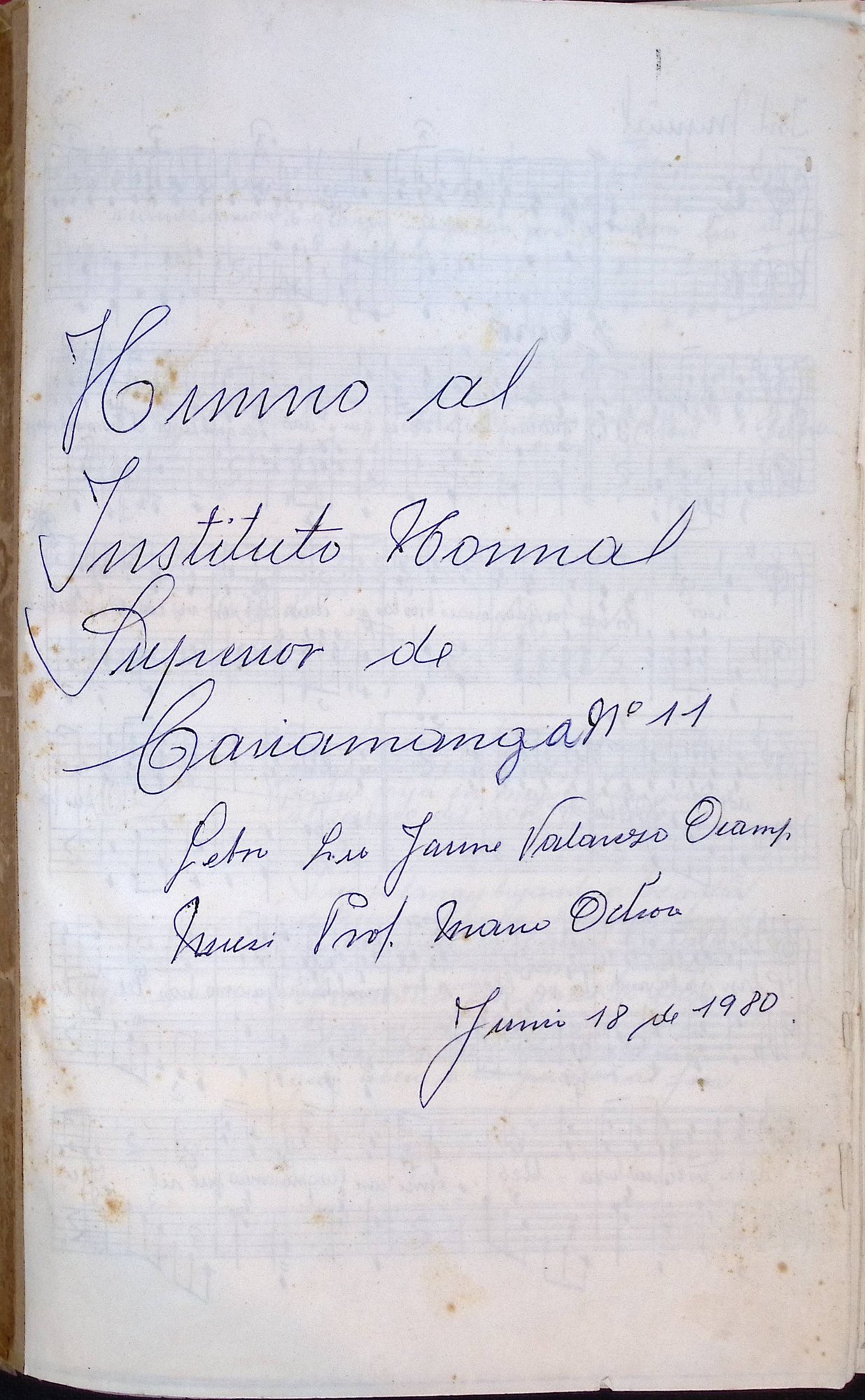 Portada de Himno al Instituto Nacional Superior de Cariamanga